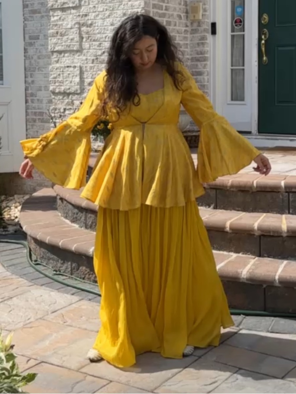 Yellow 3 piece sharara set